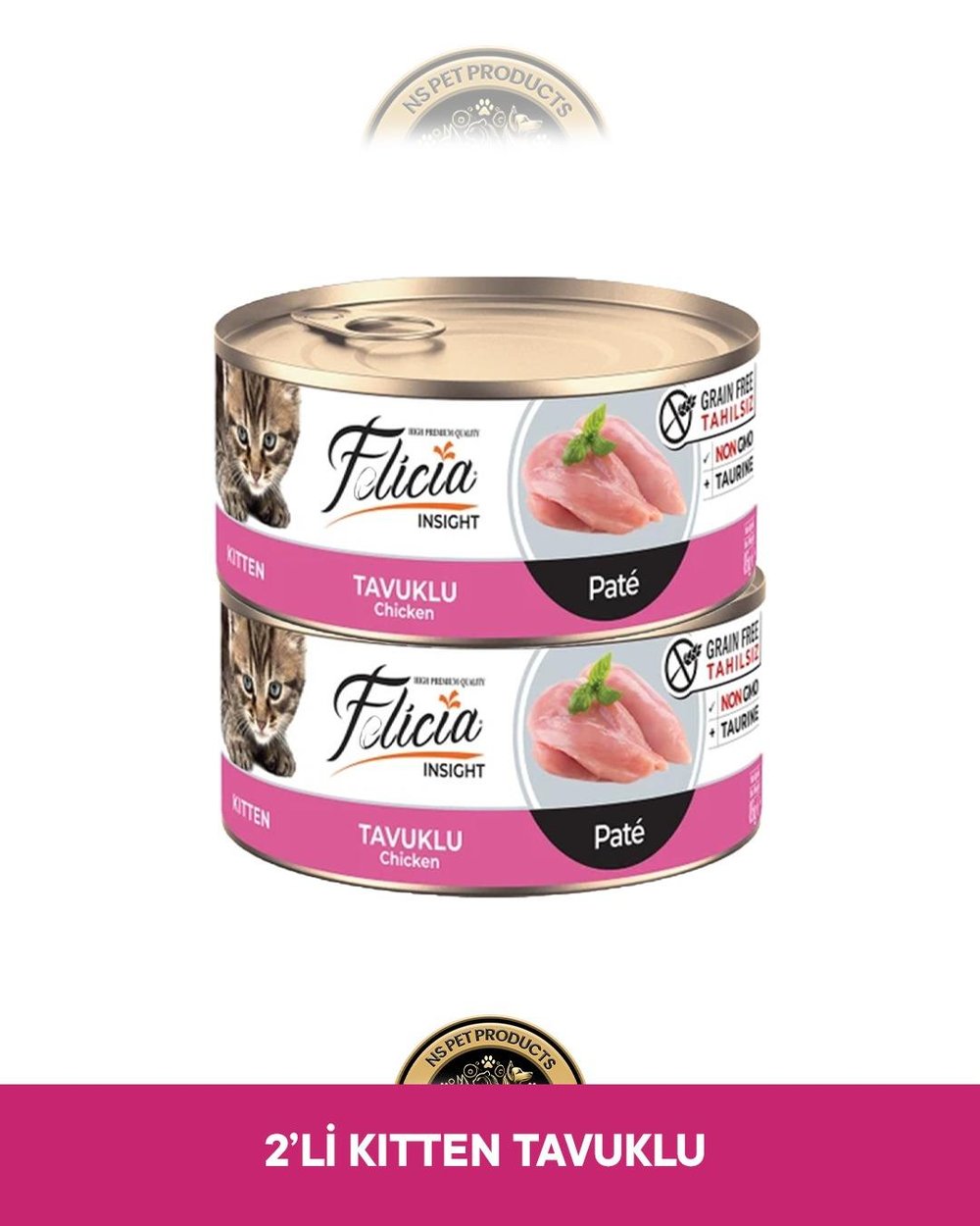 Felicia Tavuklu Pate Kıyılmış Yavru Yaş Kedi Maması Seti 2x85 gram