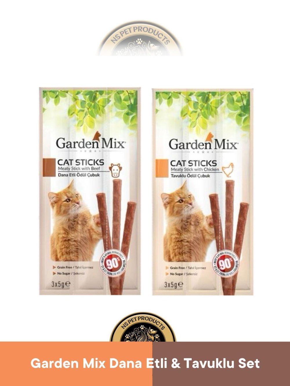Garden Mix Dana Etli - Tavuklu Ödül Çubuk - Kedi Stick Ödül Maması Seti 3x5 gram 2 adet