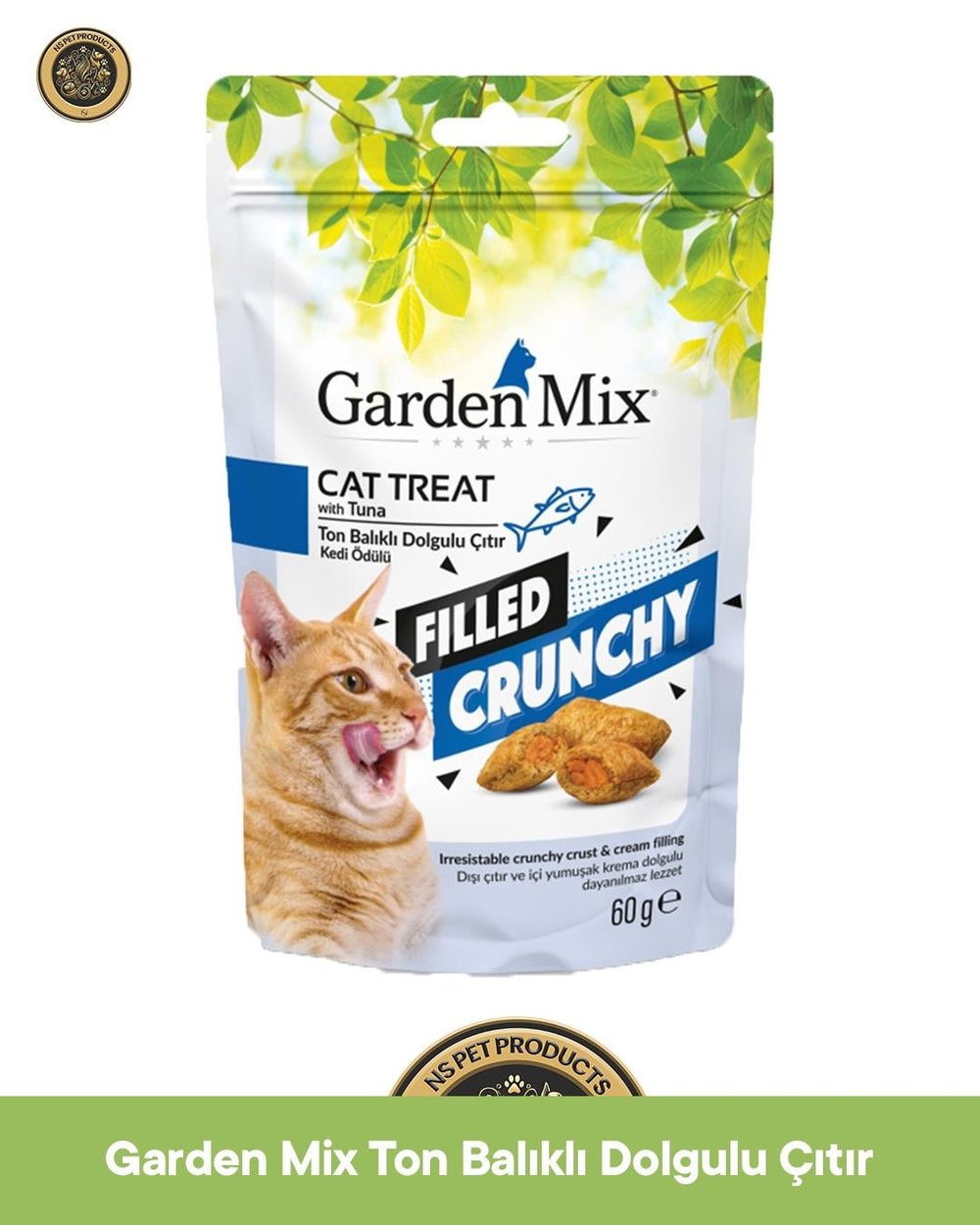 Garden Mix Filled Crunchy Ton balık Dolgulu Çıtır Kedi Ödülü 60 gr