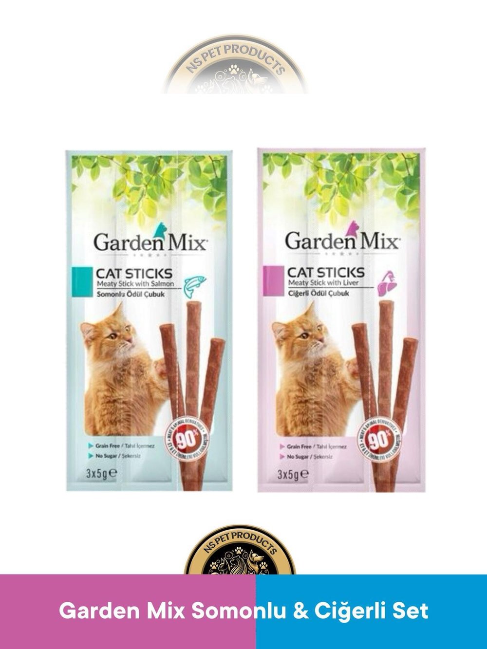 Garden Mix Somonlu - Ciğerli Ödül Çubuk - Kedi Stick Ödül Maması Seti 3x5 gram 2 adet