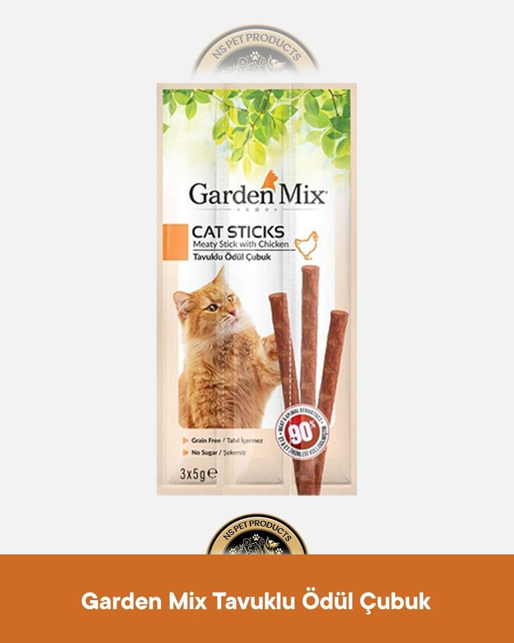 Garden Mix Somonlu - Tavuklu Ödül Çubuk - Kedi Stick Ödül Maması Seti 3x5 gram 2 adet