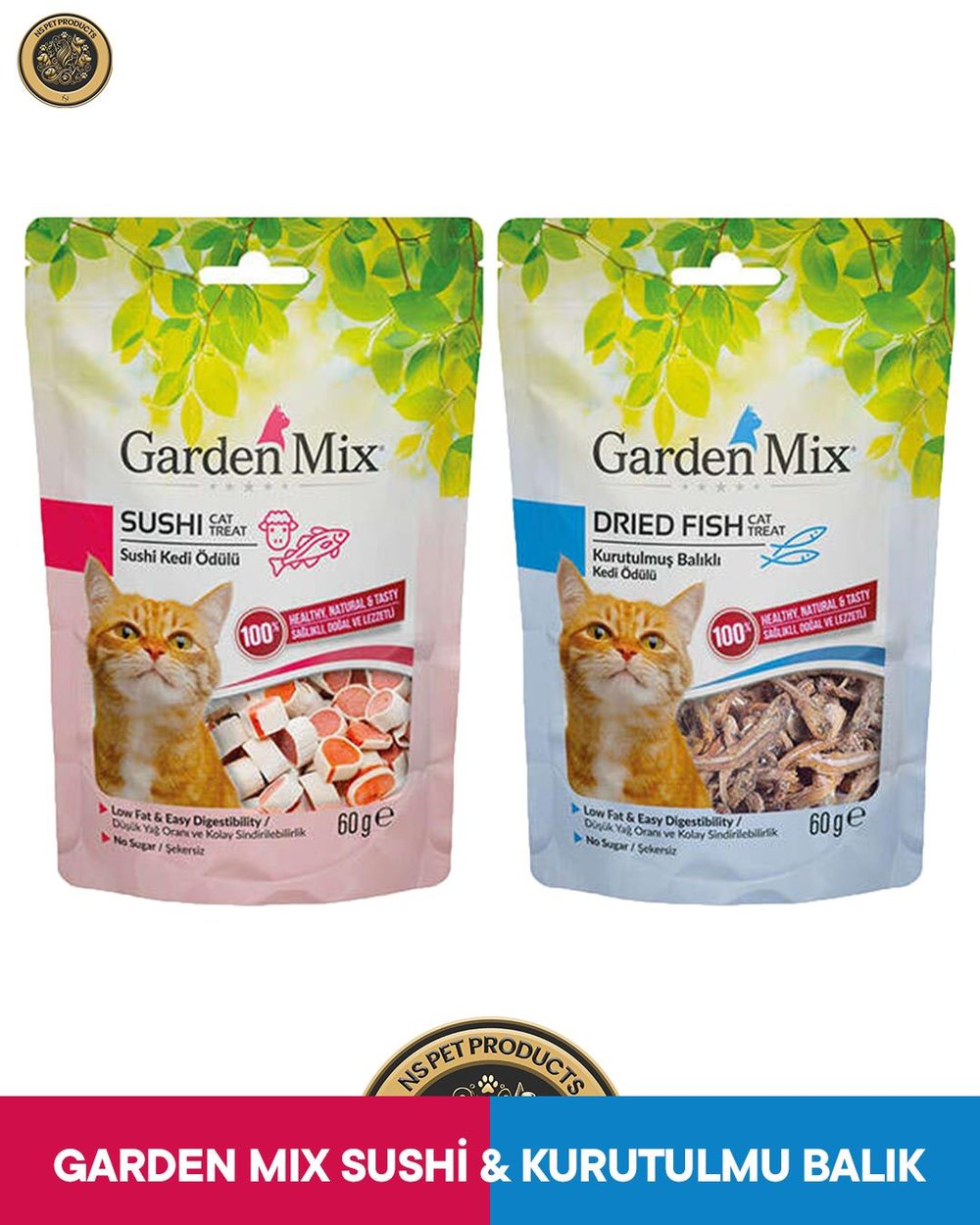 Garden Mix Sushi / Kurutulmuş Balık Kedi Ödülü 2x60 gr