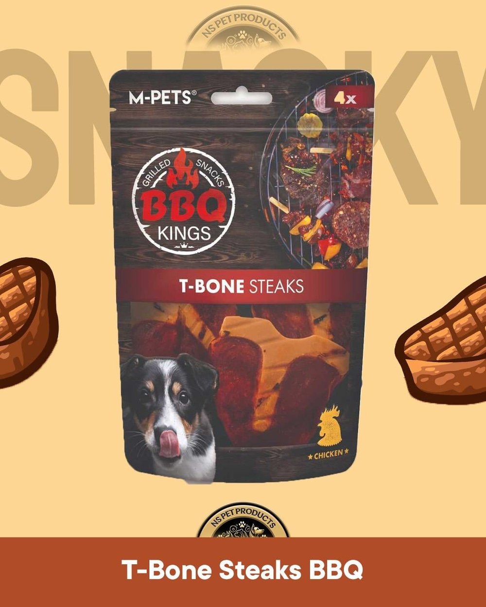 M-Pets Bbq Kings T-Bone Steak Chicken - Tavuklu Köpek Ödül Maması 105 gr