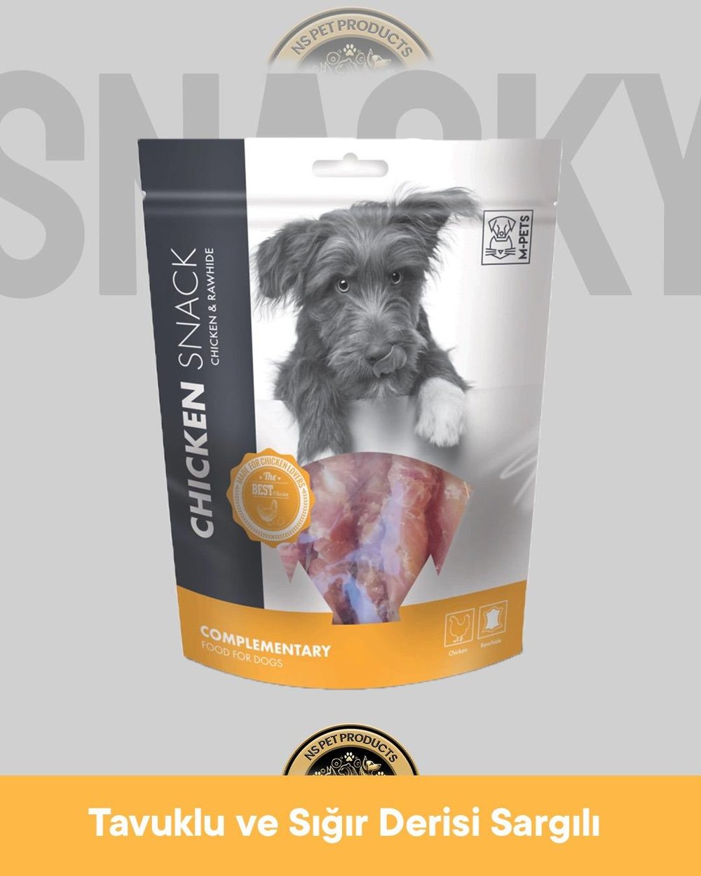 M-Pets Chicken & Rawhide - Tavuklu & Sığır Derili Köpek Ödül Maması 144 gr