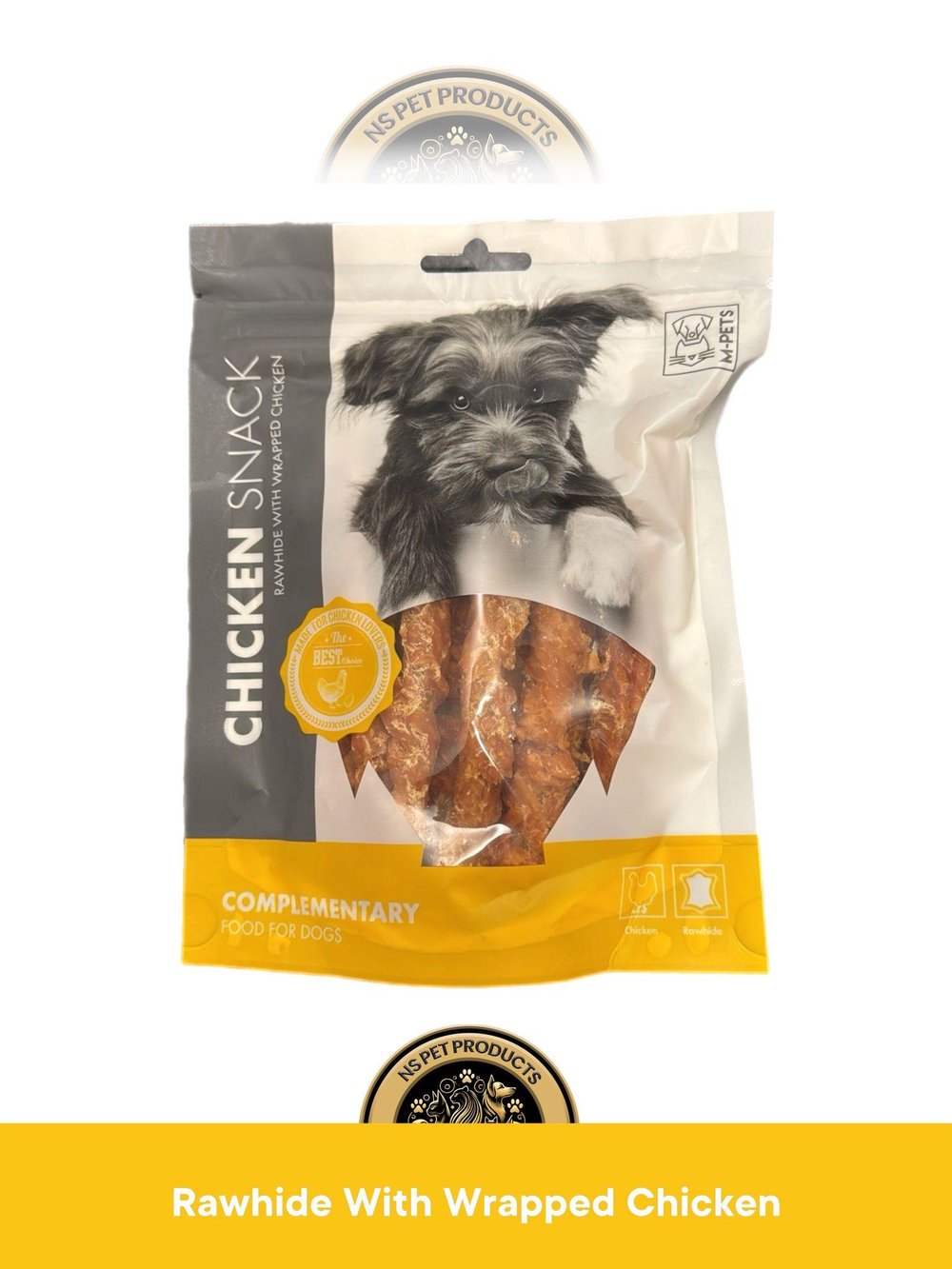 M-Pets Chicken Snack Rawhide With Wrapped Chicken - Tavuklu & Sığır Derili Köpek Ödül Maması 144 gr