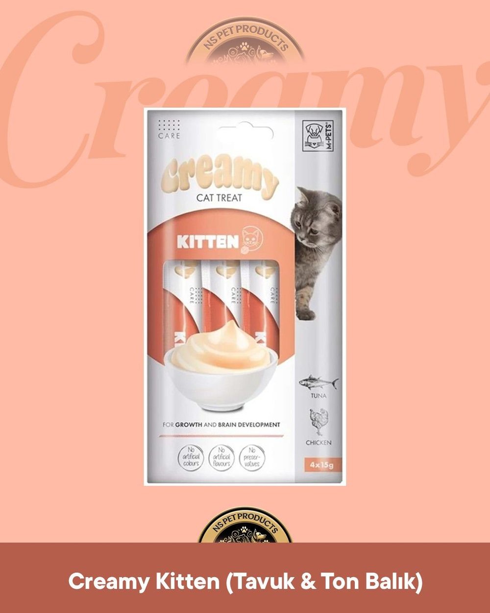 M-Pets Creamy Kitten Fonksiyonel - Yavru Kedi Krema Ödül Maması 4x15 gr