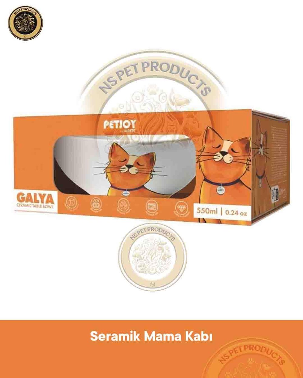 M-PETS GALYA SERAMİK MAMA KABI ORANGE 550ML