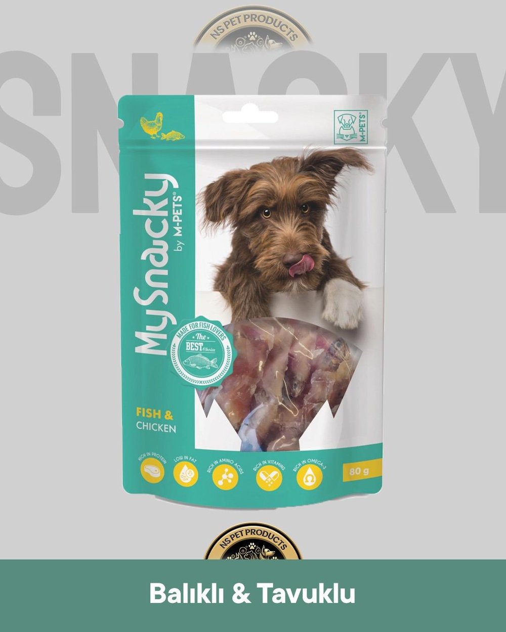 M-Pets My Snacky Fish & Chicken & Balıklı - Tavuklu Köpek Ödül Maması 80 gr
