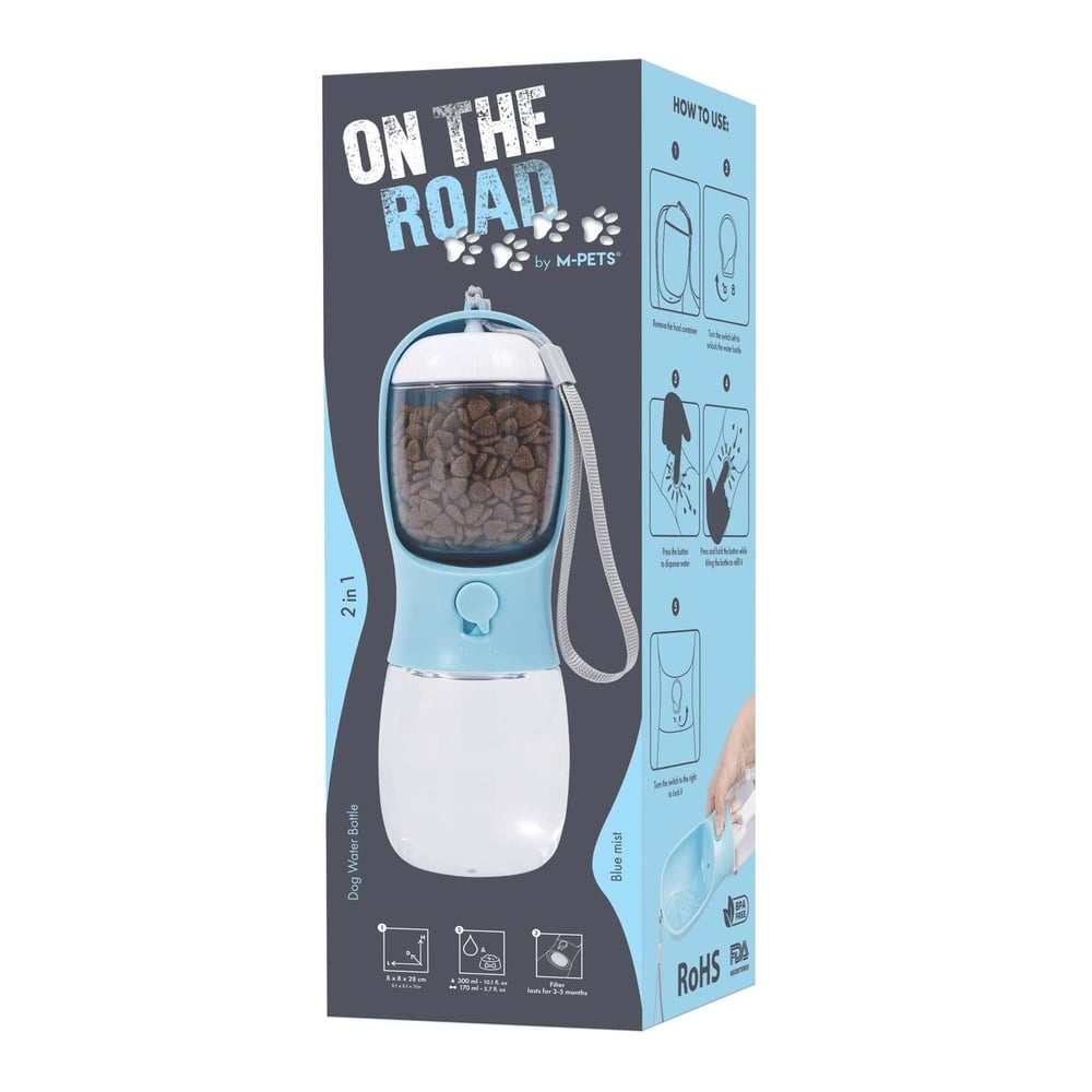 M-PETS ON THE ROAD 2İN1 KÖPEK SEYAHAT SULUĞU 300ML BLUE