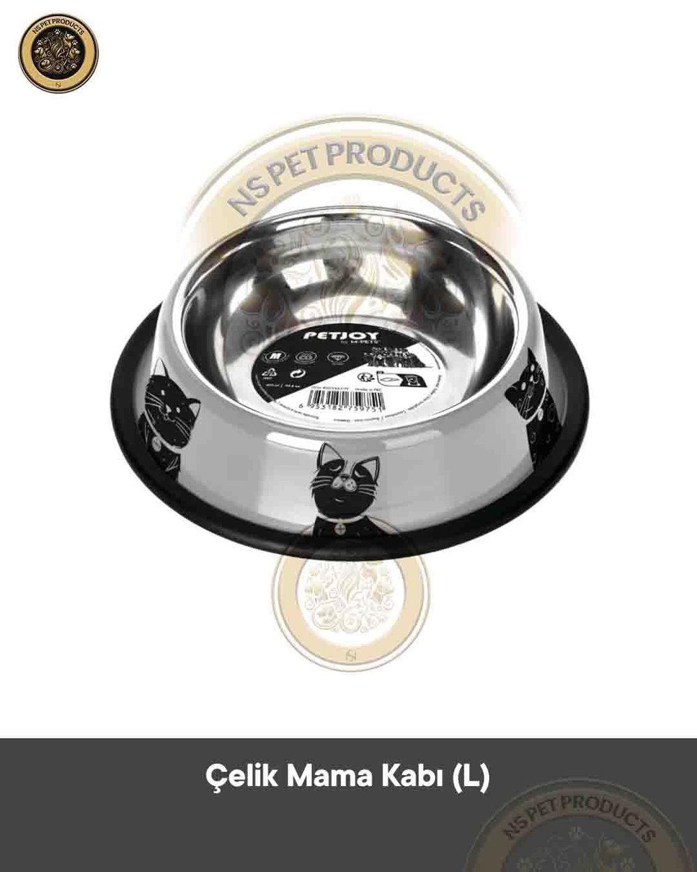 M-PETS PETJOY CATFAMİLY ÇELİK MAMA KABI (L) 910ML