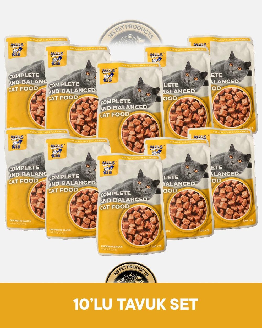 Miss Kis Premium Pouch Tavuklu Yetişkin Kedi Konservesi 10x100 gr