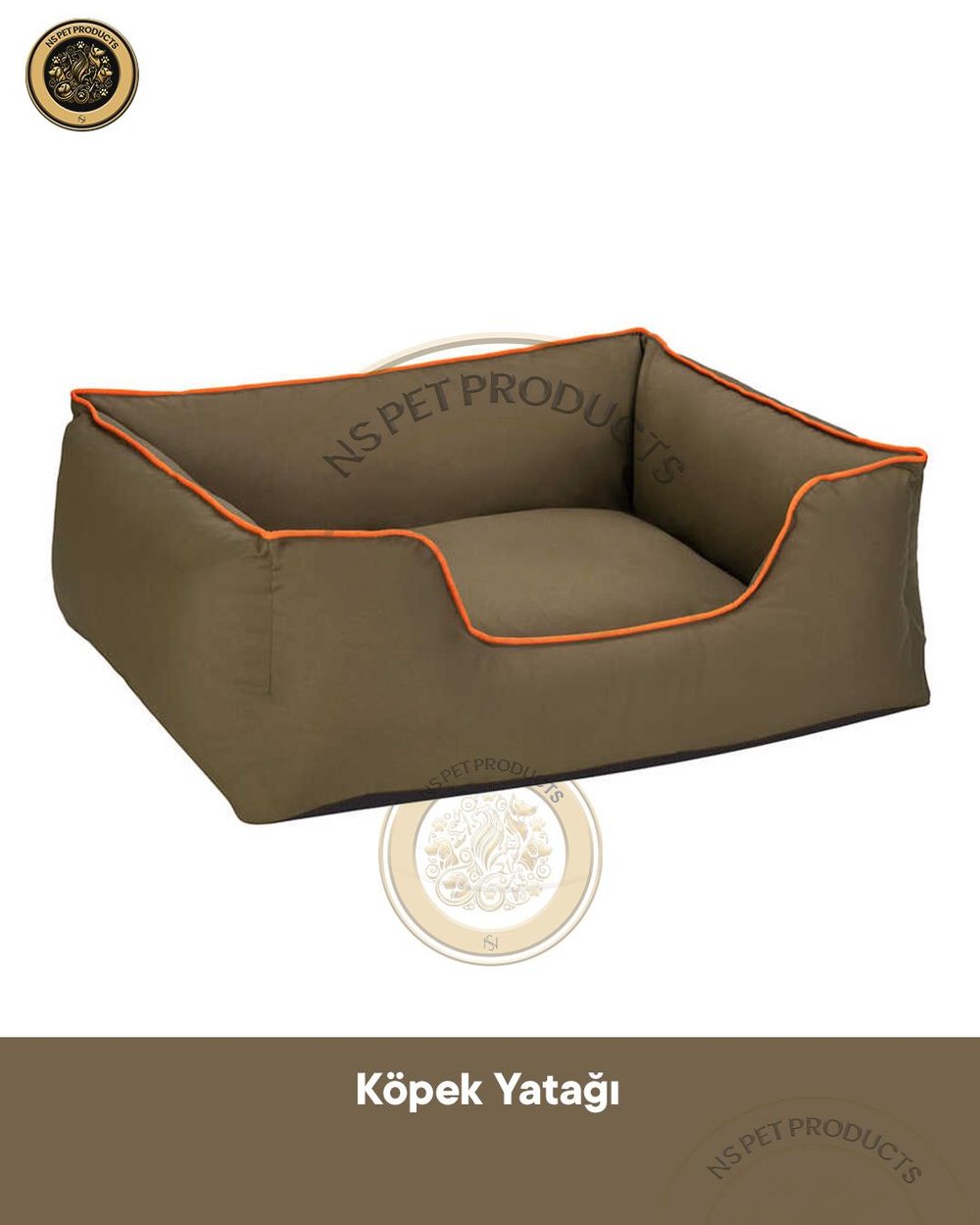 Pet Comfort Alpha Haki-Turuncu biyeli Köpek Yatağı M 80X65