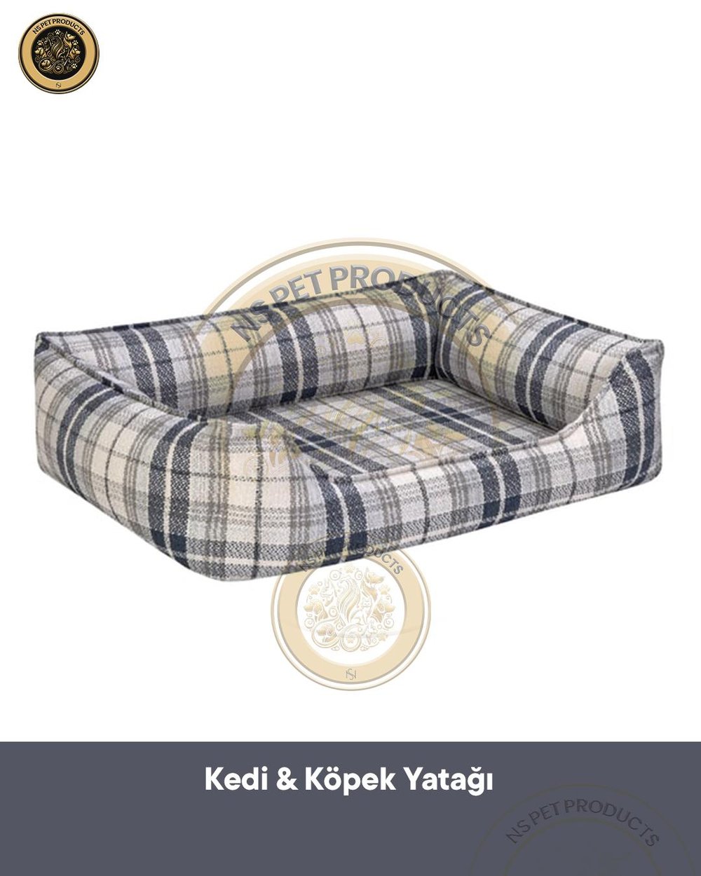 Pet Comfort Delta Lacivert Kareli Kedi ve Köpek Yatağı S 75x60 cm
