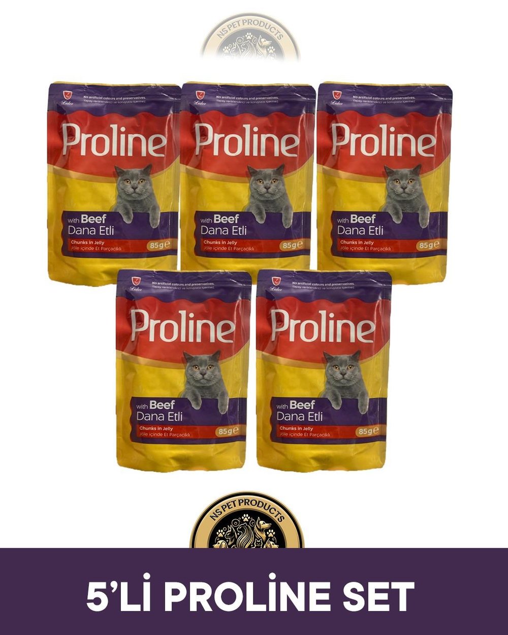 Proline Pouch Dana Etli Yaş Kedi Maması 5x85gr