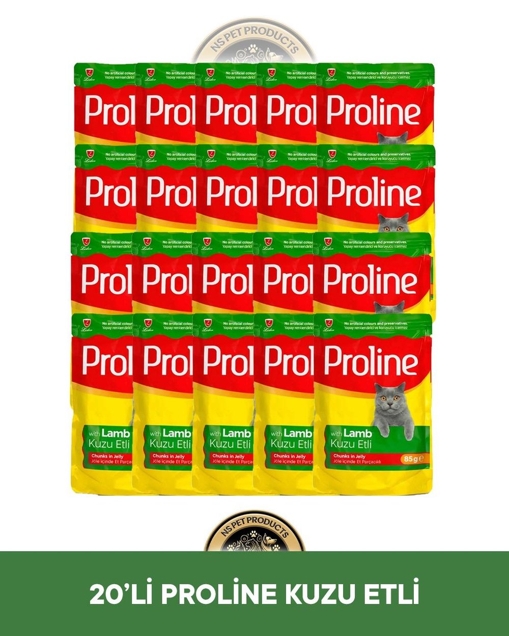 Proline Pouch Jelly Jöle İçinde Et Parçacıklı Kuzu Etli Yaş Kedi Maması Seti 20x85 gr