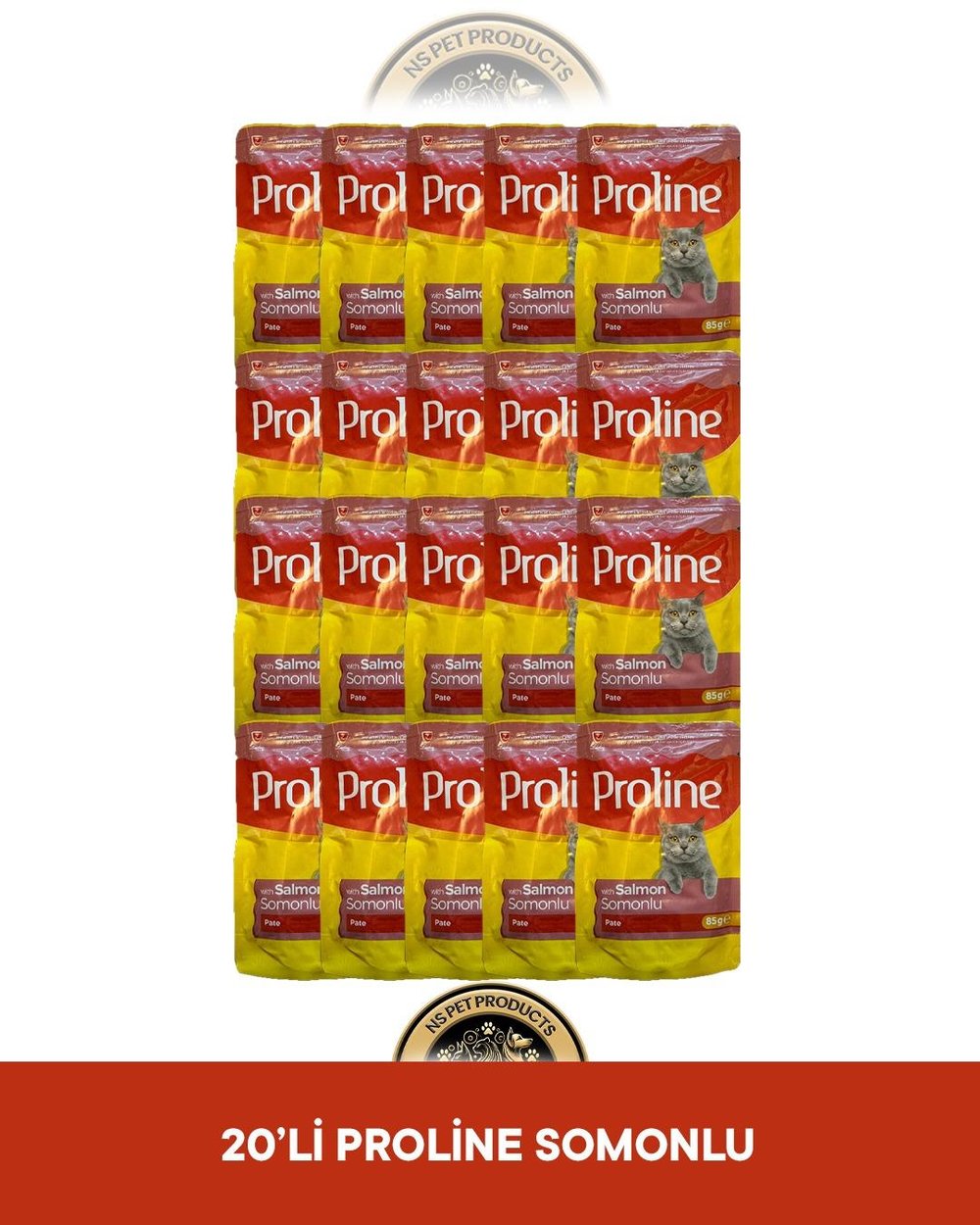 Proline Pouch Pate Somonlu Yaş Kedi Maması Seti 20x85 gr