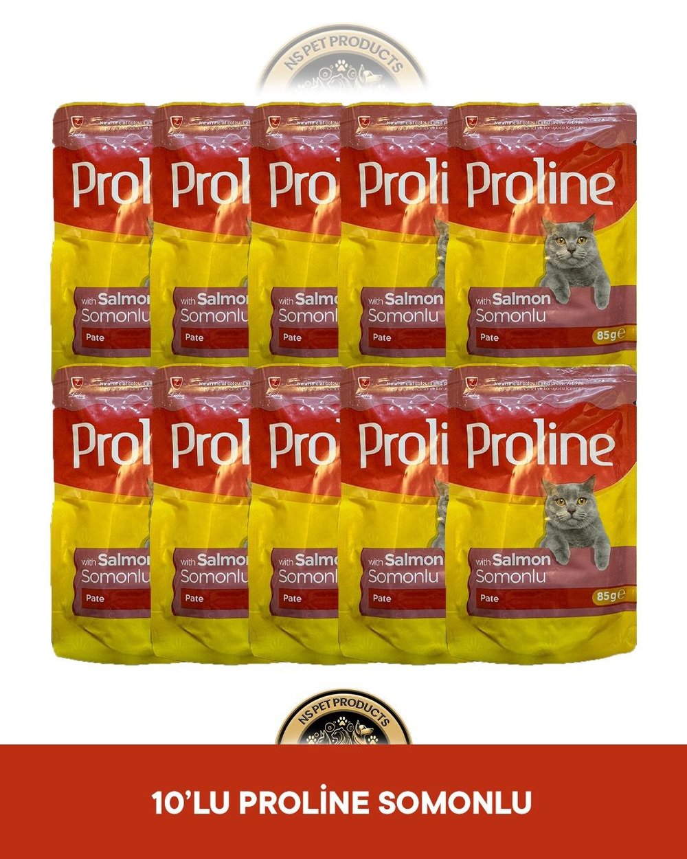 Proline Pouch Pate Somonlu Yaş Kedi Maması Seti 10x85 gr