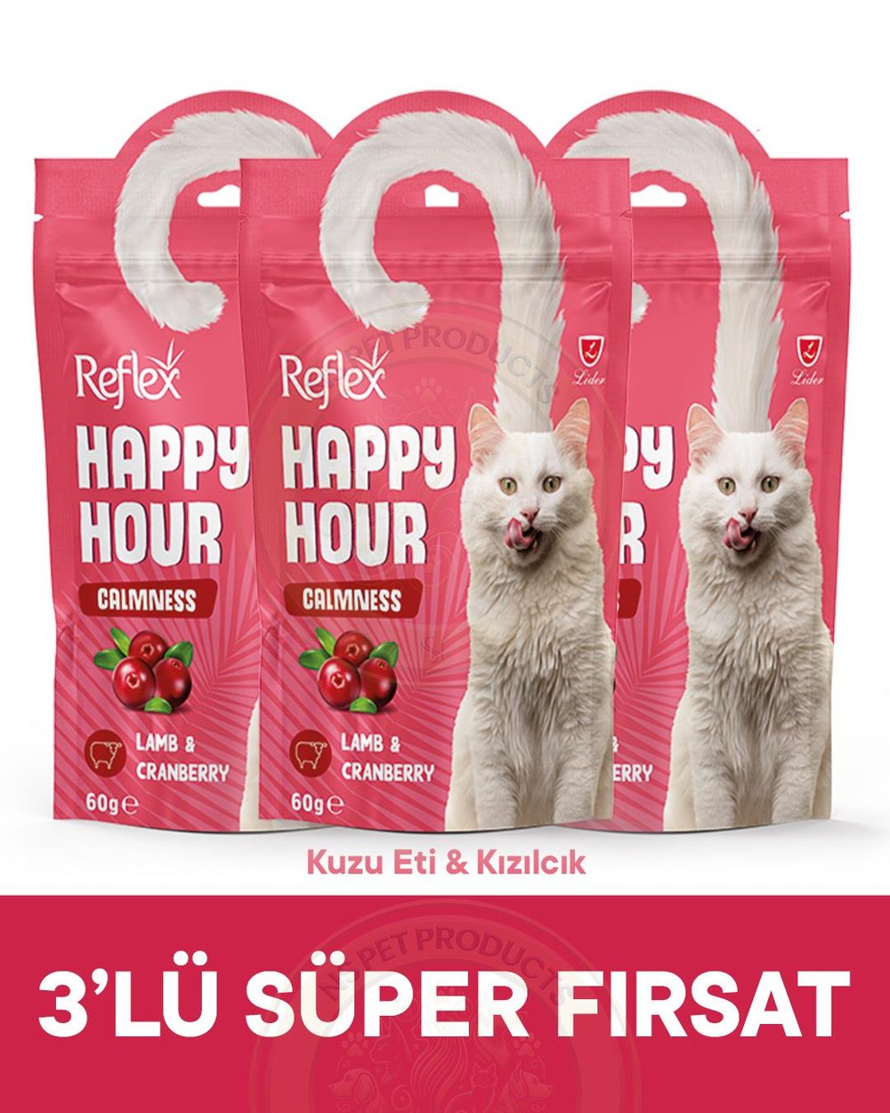 Reflex Happy Hour Calmness Kuzu Eti & Kızılcık Sakinleşmeyi Destekleyici 3lü Fırsat 3x60gr