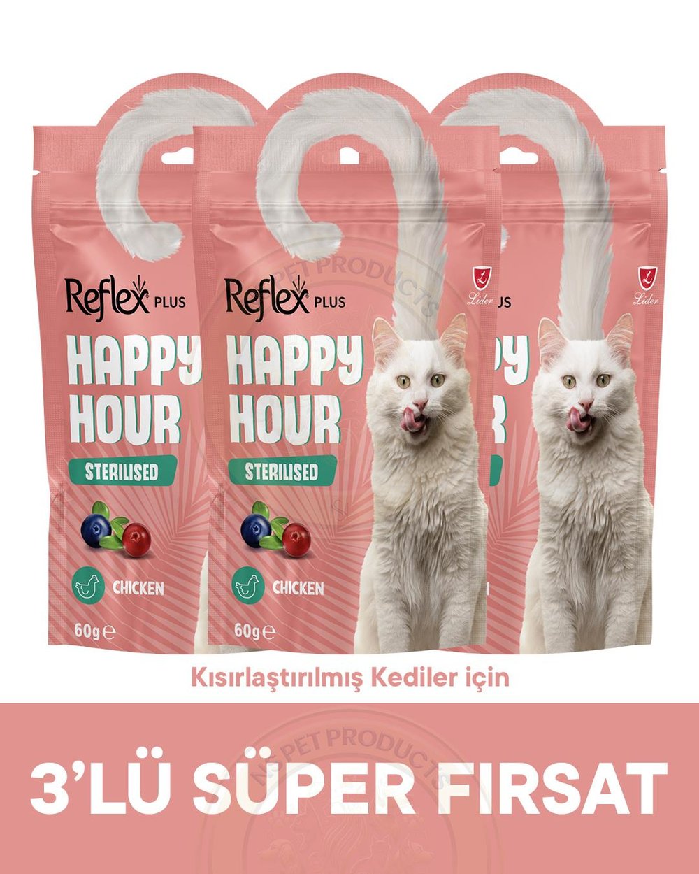Reflex Happy Hour Kısırlaştırılmış Kediler için Ödül Maması 3lü Fırsat 3x60gr