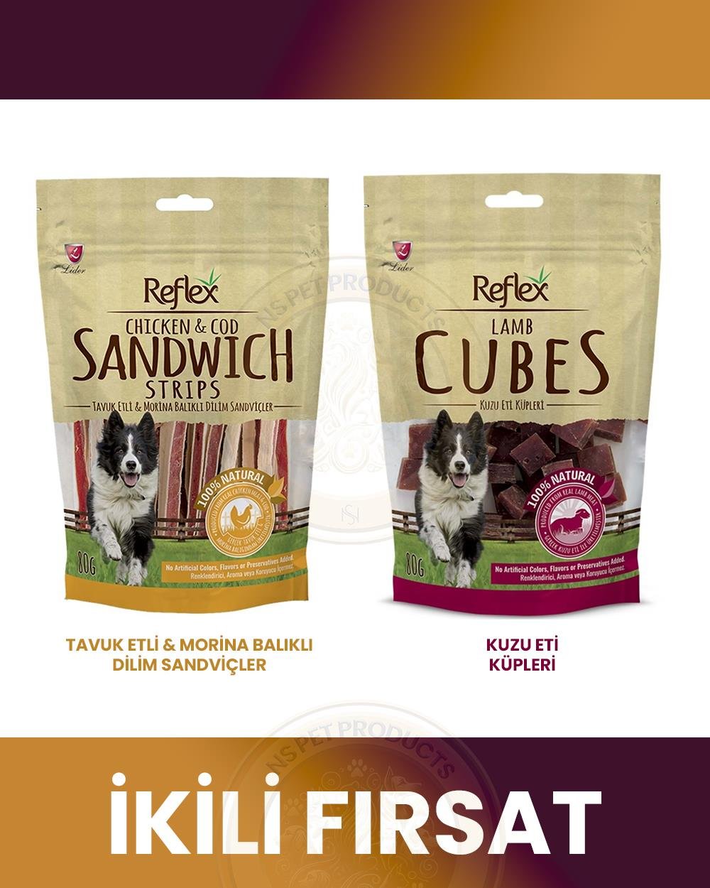 Reflex Köpek Ödül Maması 2 Lezzet 2x80gr (Strıps-Cubes)