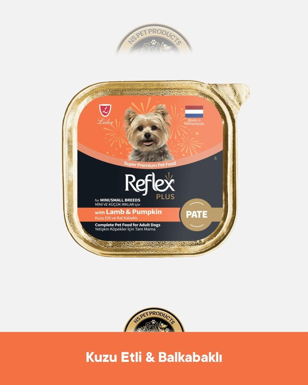 Reflex Plus Alutray Pate Kuzu Etli ve Bal Kabaklı Mini ve Küçük Irklar İçin Yetişkin Köpek Maması 85 gram