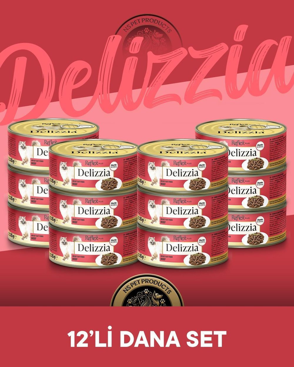 Reflex Plus Delizzia Yetişkin Dana Etli Gravy Kedi Maması 12x85 gram