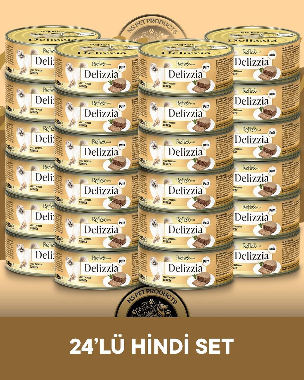 Reflex Plus Delizzia Yetişkin Hindi Etli Pate Kedi Maması 24x85 gram