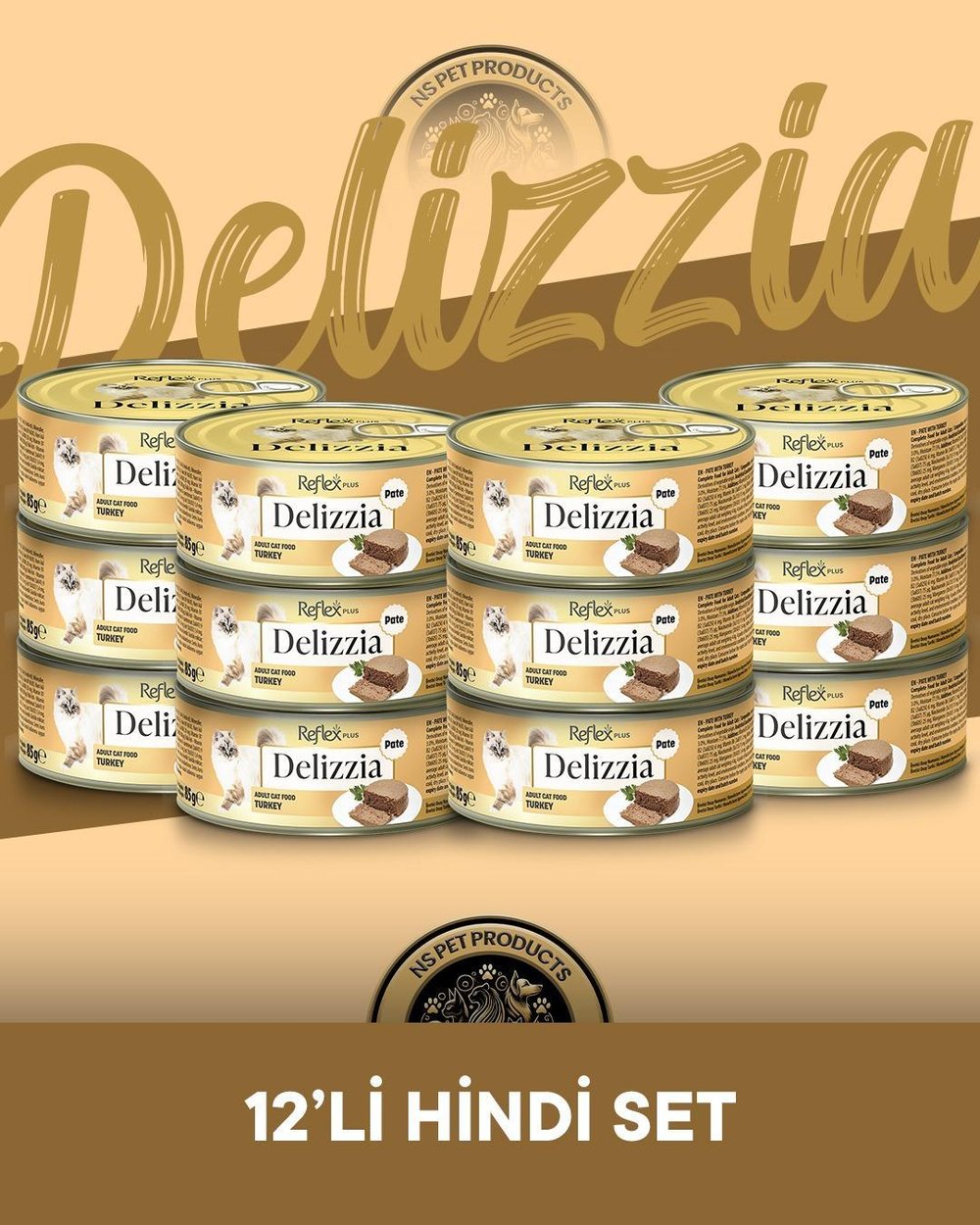 Reflex Plus Delizzia Yetişkin Hindi Etli Pate Kedi Maması 12x85 gram