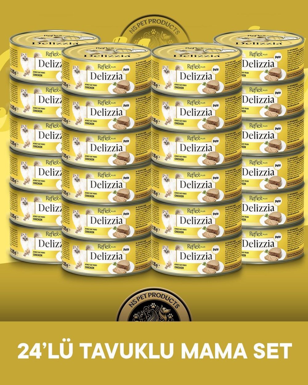 Reflex Plus Delizzia Yetişkin Tavuklu Pate Kedi Maması 24x85 gram