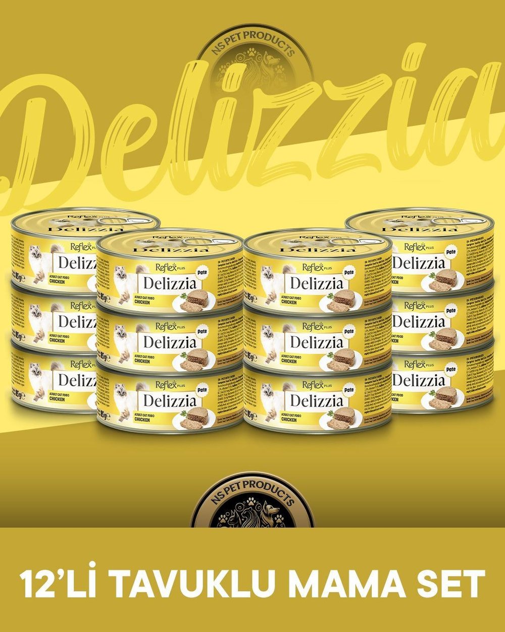 Reflex Plus Delizzia Yetişkin Tavuklu Pate Kedi Maması 12x85 gram