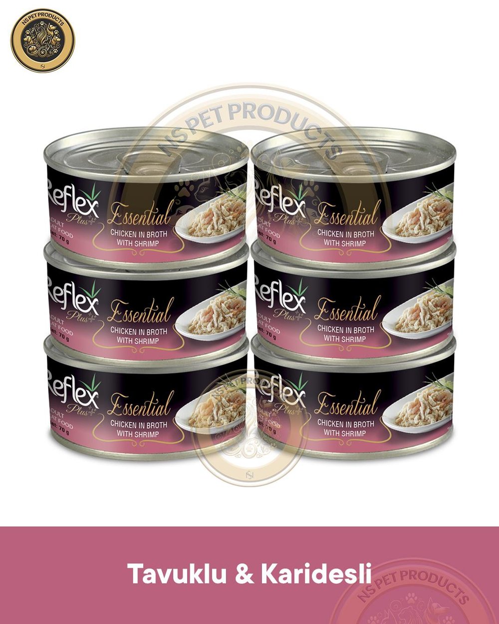 Reflex Plus Essential Kedi Karides&Tavuk 6X70gr 