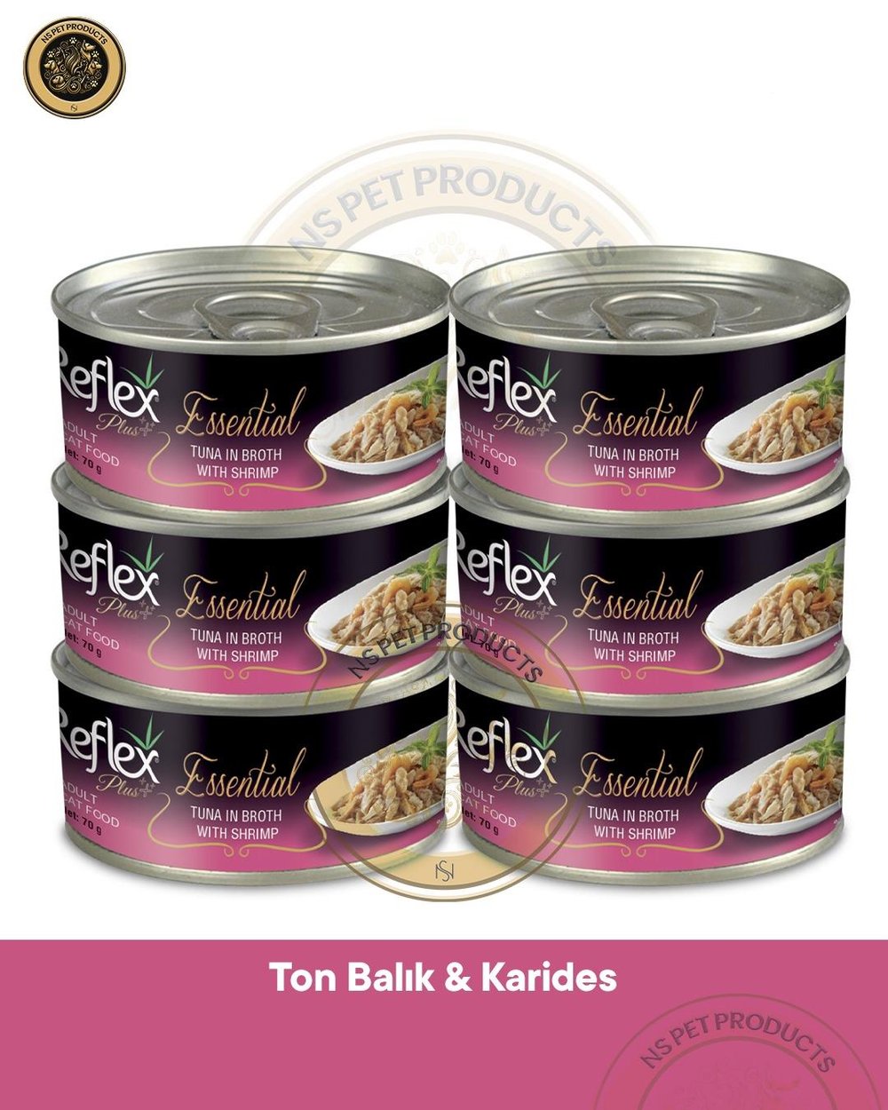 Reflex Plus Essential Kedi Ton Balıklı&Karidesli 6X70gr