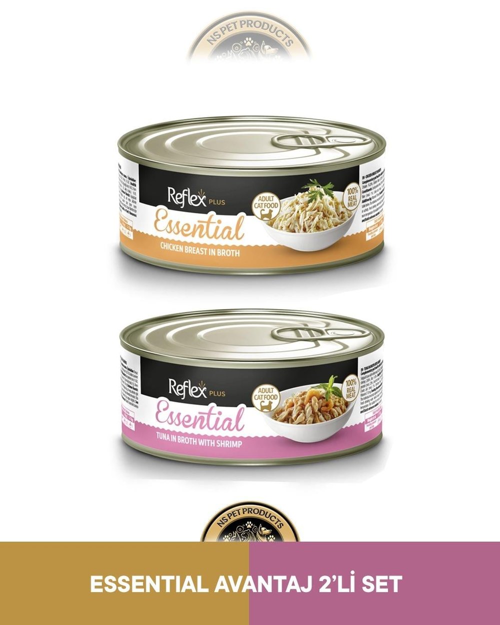 Reflex Plus Essential Tavuk Göğüs & Ton Balık-Karides Kedi Maması Seti 2x70 gram