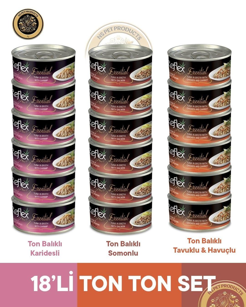 Reflex Plus Essential Ton Balıklı-Karışık Süper Set - 18x70 gr