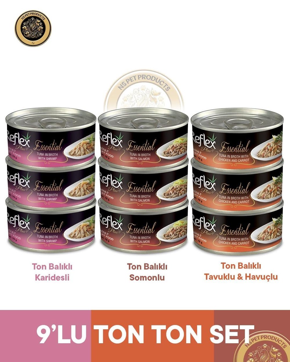 Reflex Plus Essential Ton Balıklı-Karışık Ton Ton Set - 9x70 gr