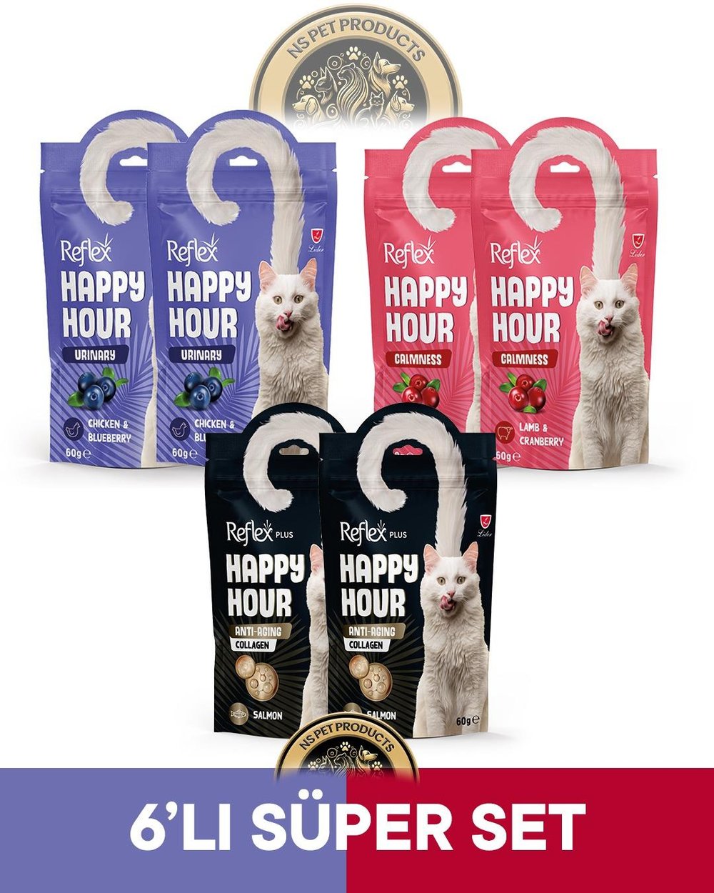 Reflex Plus Happy Hour 6'li Kedi Maması Süper Set 2 6x60gr