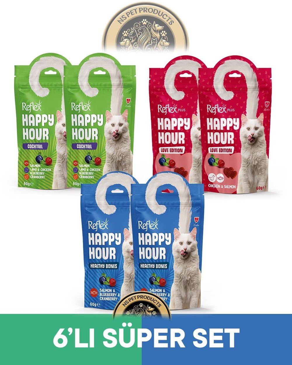 Reflex Plus Happy Hour 6'li Kedi Maması Süper Set 3 / 6x60gr