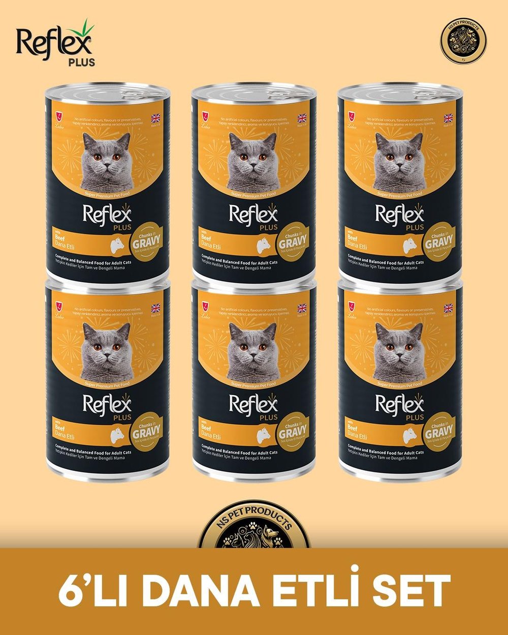 Reflex Plus Kedi Maması 6'lı Dana Etli Set