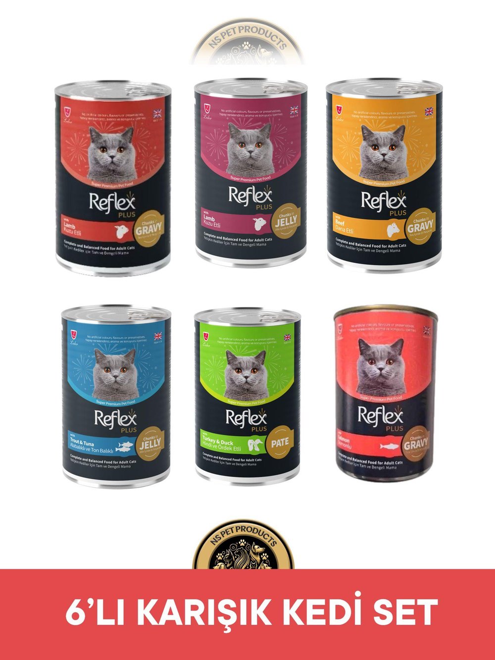 Reflex Plus Kedi Maması 6lı Karışık Kedi Set 6x400 gram