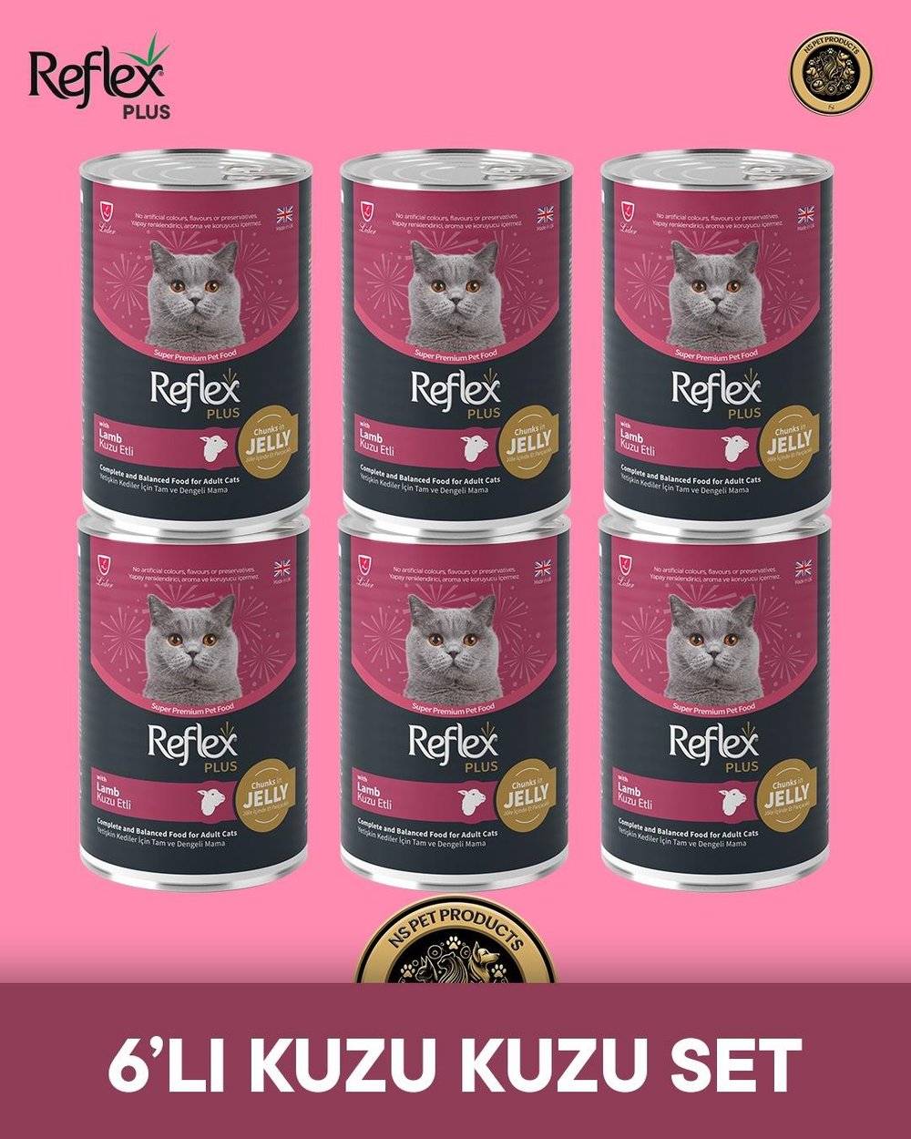 Reflex Plus Kedi Maması 6'lı Kuzu Kuzu Set