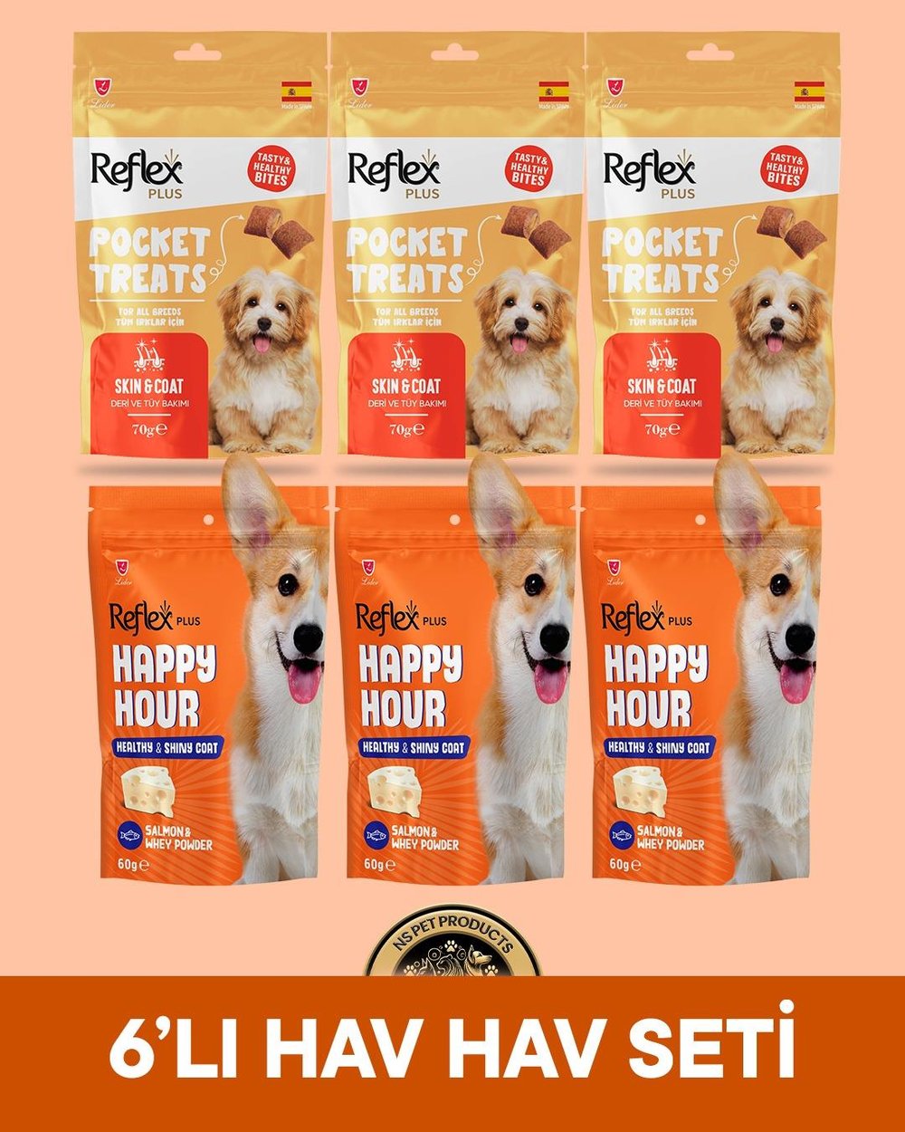 Reflex Plus Pocket Treats-Happy Hour Köpek Maması 6'lı Havhav Set - 1