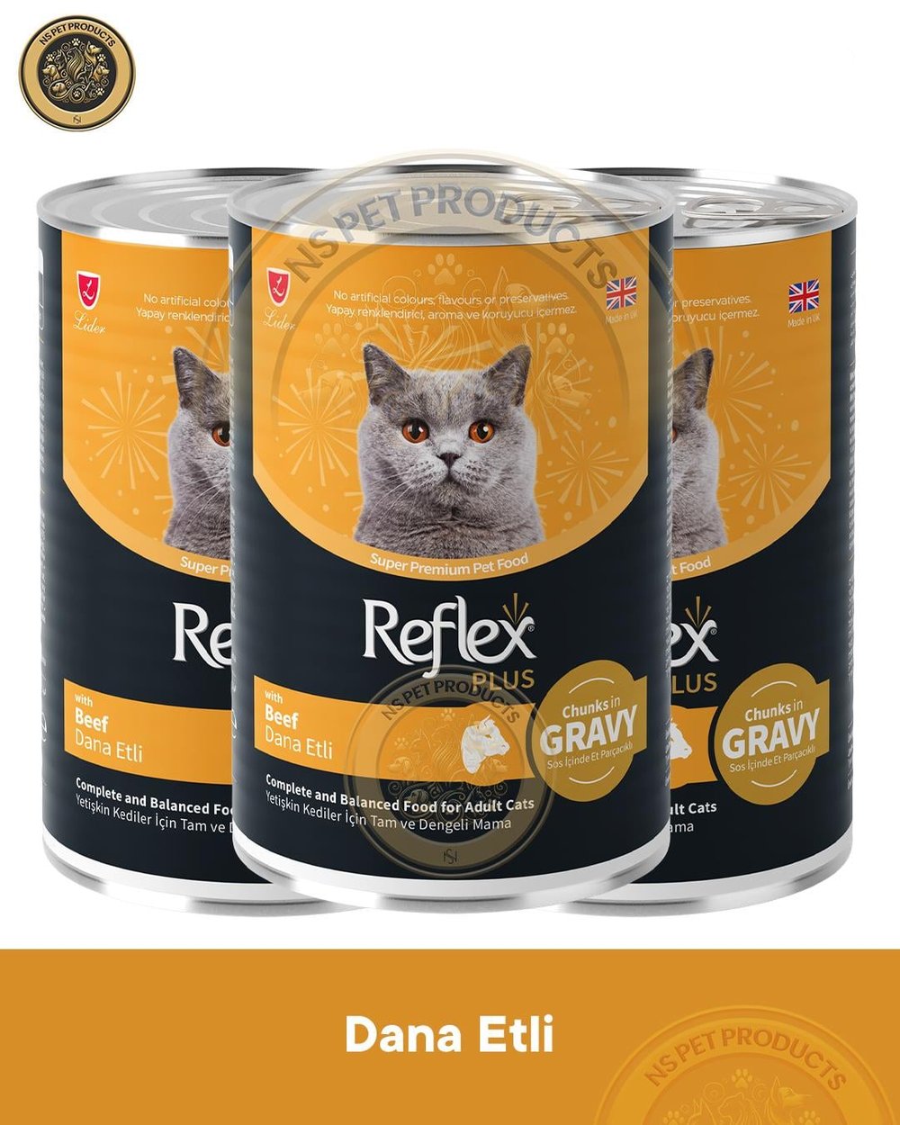 Reflex Plus Sos İçinde Et Parçacıklı Dana Etli Yetişkin Kedi Maması 3X400gr