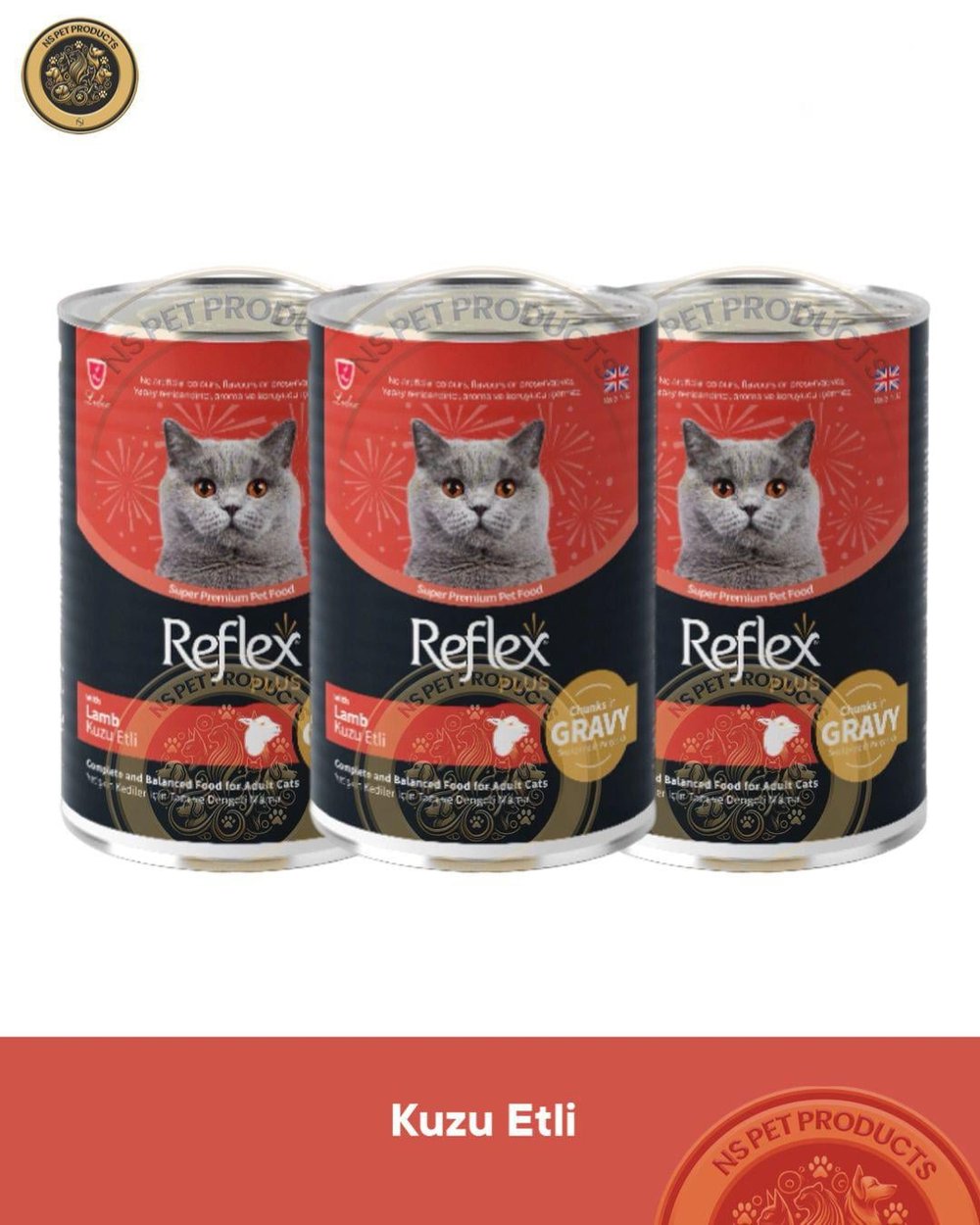 Reflex Plus Sos İçinde Parça Kuzulu Yetişkin Kedi Konservesi 3X400gr