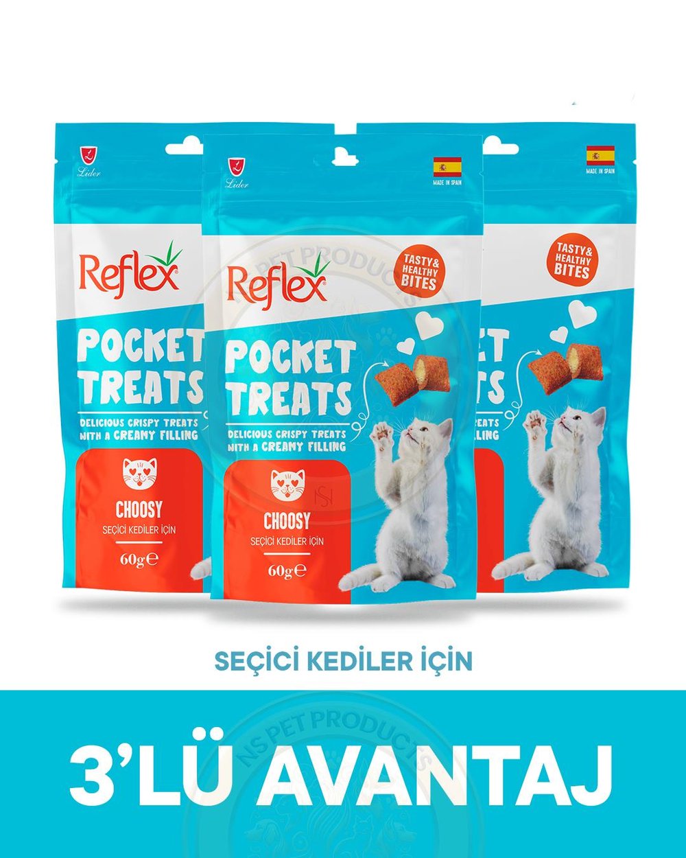 Reflex Pocket Treats Seçiçi Kediler İçin Kedi Ödül Maması 3lü Fırsat 3x60gr