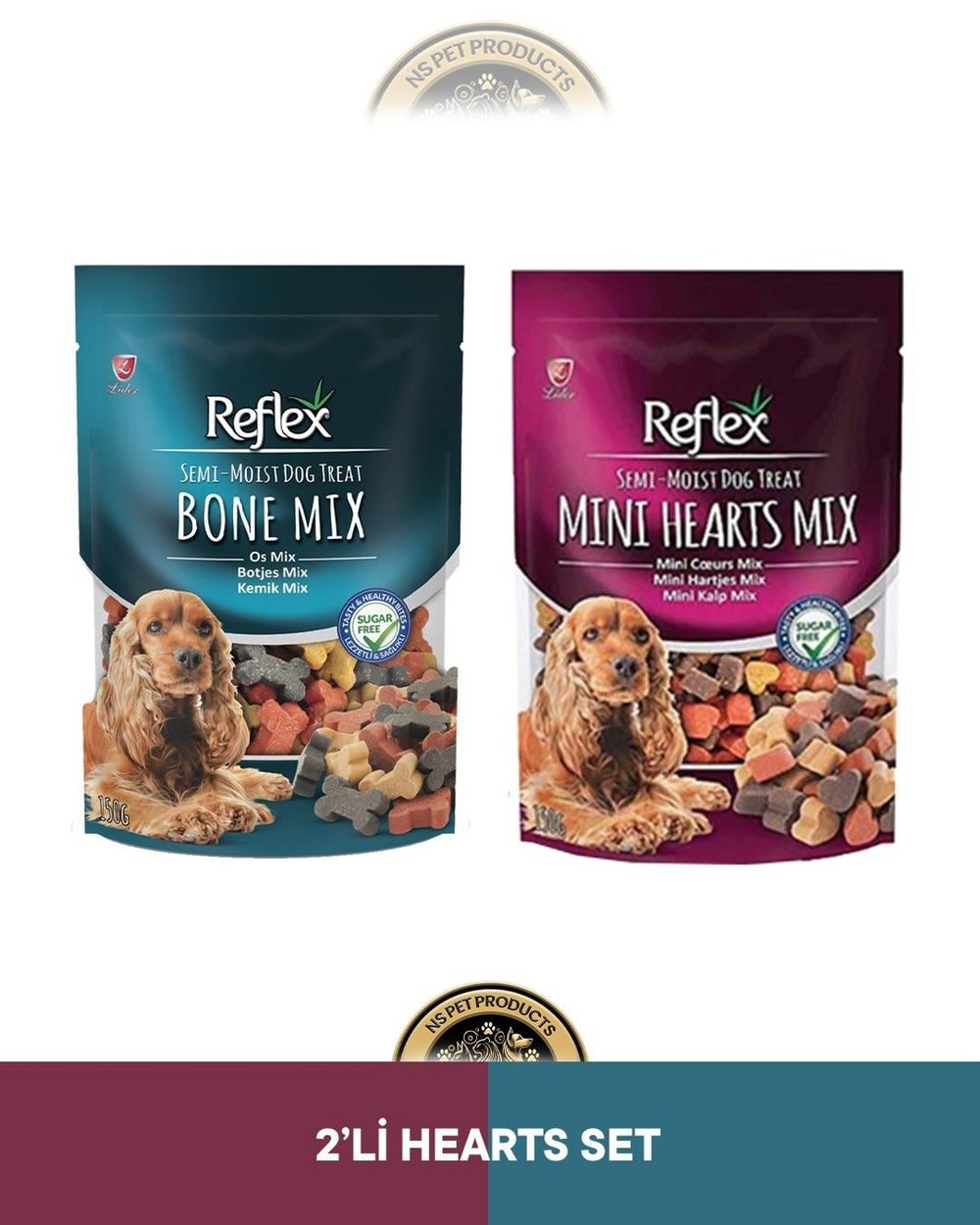 Semi-Moist Kemik Mix & Mini Kalp Mix Köpek Ödül Maması Seti 2x150 gram