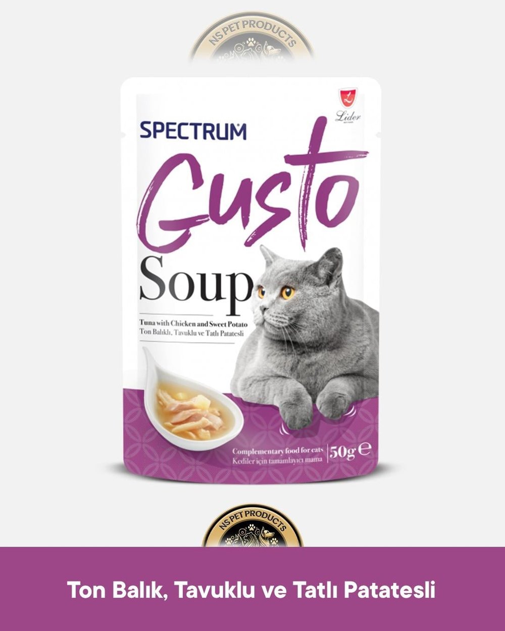 Spectrum Gusto Ton Balık Tavuk ve Tatlı Patatesli Kedi Çorbası 50 gram
