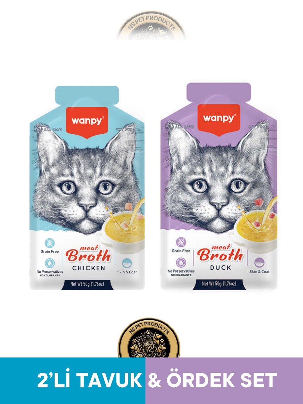 Wanpy Kedi Maması 2li Tavuk Ördek Set 2x50 gram