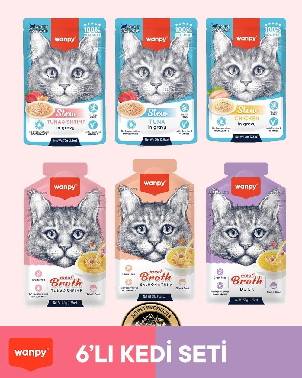 Wanpy Kedi Maması 6'lı Kedi Set