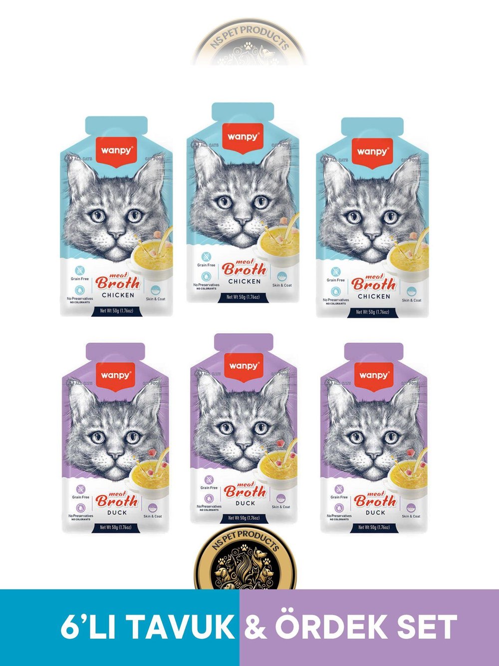 Wanpy Kedi Maması 6li Tavuk Ördek Set 6x50 gram