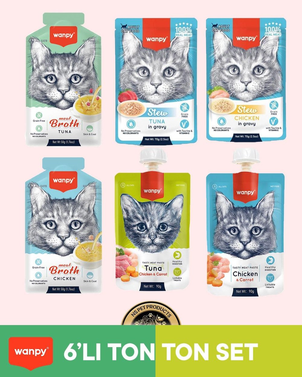 Wanpy Kedi Maması 6'lı Ton Ton Set